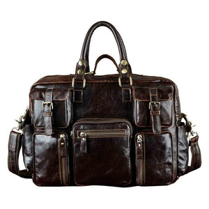 Men Real Leather Antique Large Capacity Travel Briefcase Business 15.6" Laptop Case Attache Messenger Bag Portfolio 3061b