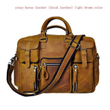 Men Real Leather Antique Large Capacity Travel Briefcase Business 15.6" Laptop Case Attache Messenger Bag Portfolio 3061b