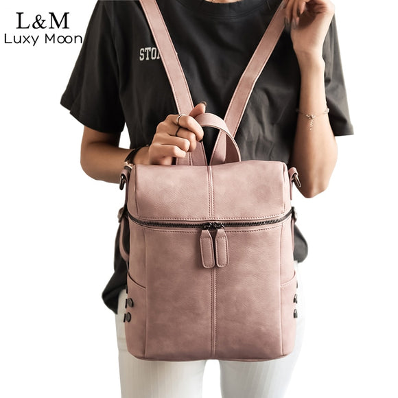 Simple Style Backpack Women Leather Backpacks For Teenage Girls School Bags Fashion