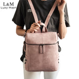 Simple Style Backpack Women Leather Backpacks For Teenage Girls School Bags Fashion