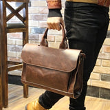 Men Genuine Leather handbag Crazy Horse Messenger Bag