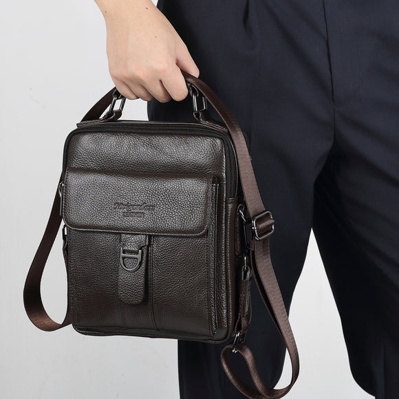 Genuine Leather Messenger Bag Men Travel Crossbody Shoulder Bag